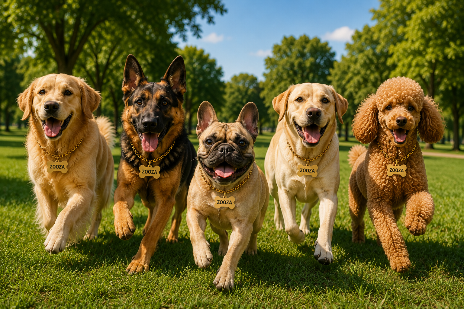 Happy dogs representing the playful ZOOZA pet brand